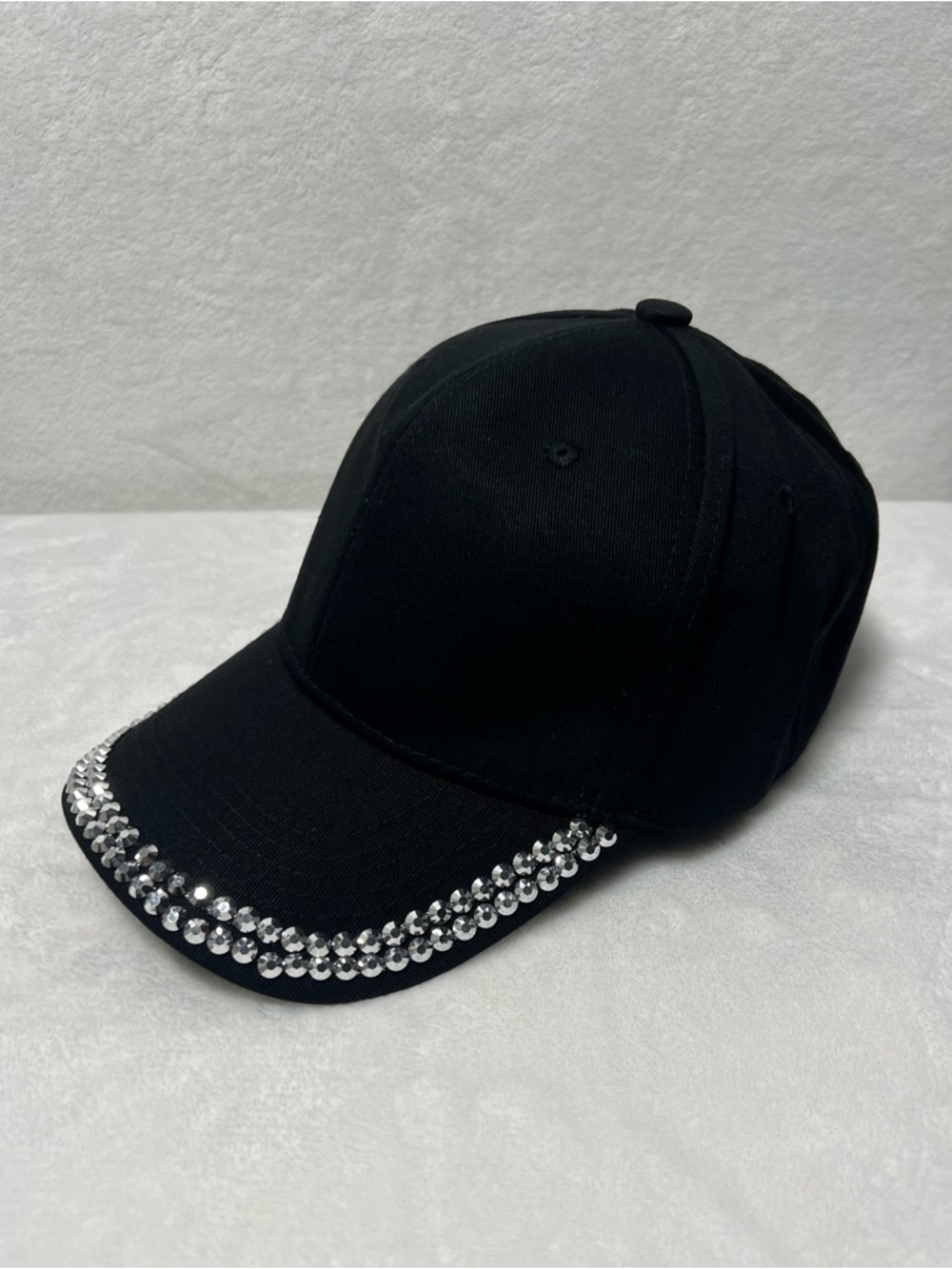 NWOT Black Rhinestone Crystal Bling Trim Studded Baseball Cap